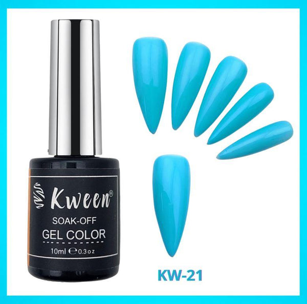 KWEEN Neon Blue UV/LED Gel Nail Polish ,UV LED Gel Varnish Soak Off Nail Art Gel Polish