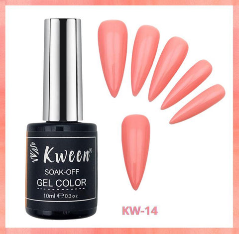 KWEEN Pink Peach Color 10ml Soak Off UV/LED Gel Nail Polish Semi Permanent Professional Gel Polish For Nail art and Manicure
