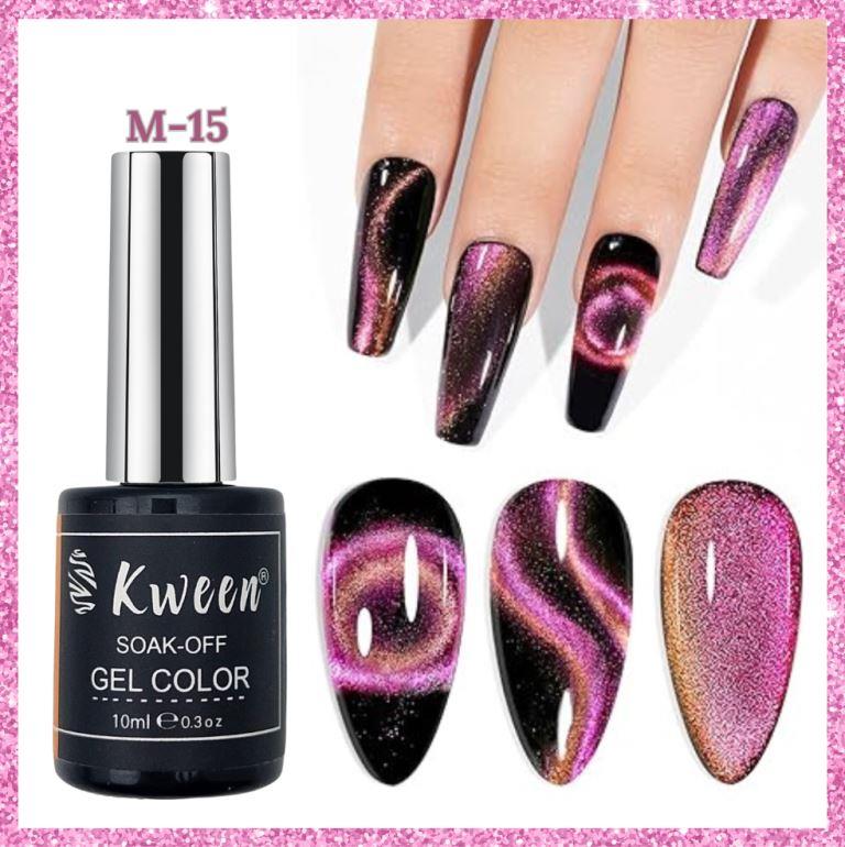 KWEEN 9D Double Tone Cat Eye UV LED Gel Nail Art Design Manicure Soak Off Cat Eyes Magnetic Gel Polish For Manicure and Nail art