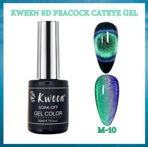 KWEEN 9D Cat Eye Gel Nail Polish, Chameleon Holographic Glitter Cat Eye Gel Polish UV LED Magnetic Gel Nail Polish Sparkly Home DIY Manicure Nail Salon Kit