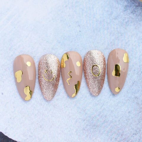 3D Gold Silver Laser Adhesive Sticker for Nails Irregular Pattern Frame Metal Color Nail Art Decals