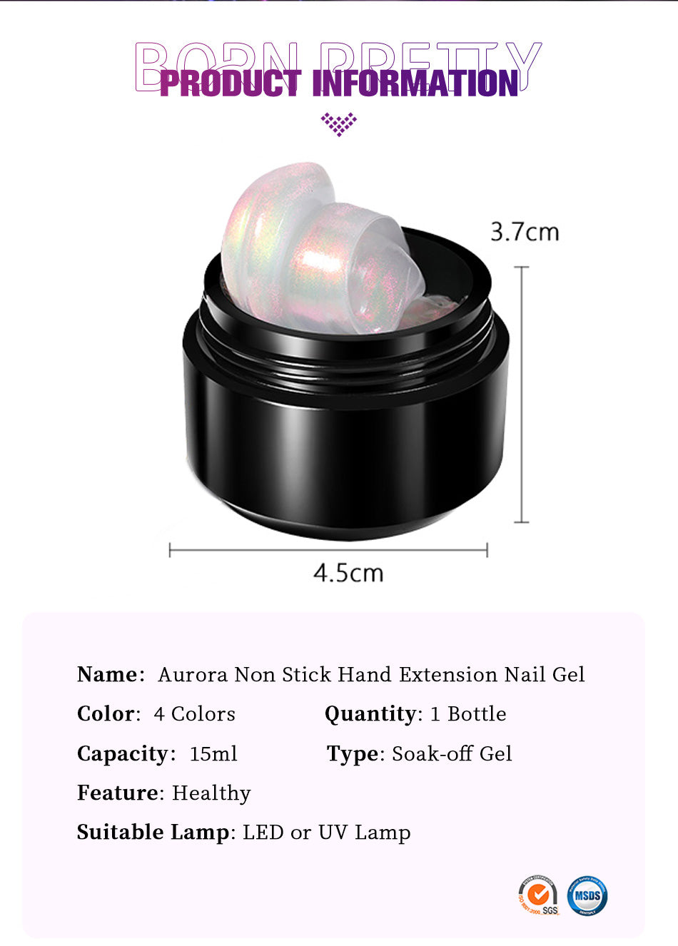 Born Pretty Aurora Extension Nail Gel Non Stick Hand Carving Self Adhesive Acrylic Nail Art Gel  Manicure