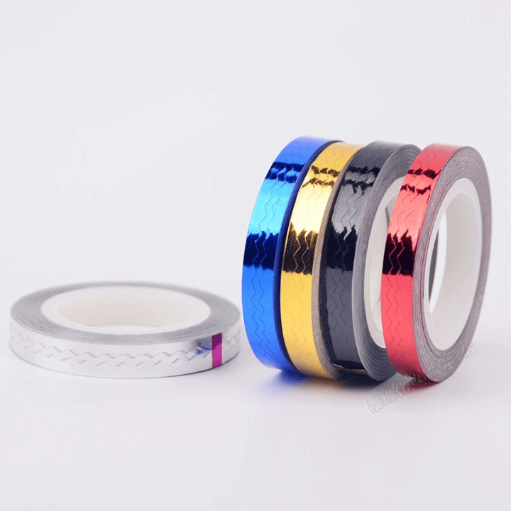 6 Roll Zigzag Striping Tape Metallic Yarn Wave Line Nail Art Tips 3D Nail Art Tools, Color Roll Nail Decals, DIY Manicure Tips Stickers Decorations