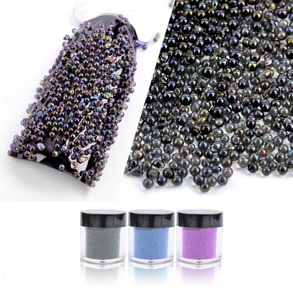 Caviar Nail Crystal Beads, Colorful Glitter Rhinestones Ultra Micro AB Crystals Stones for 3D Nail Crystals Art Salon Decorations DIY Crafts Decor 3 Different Colors 10g/ Bottle