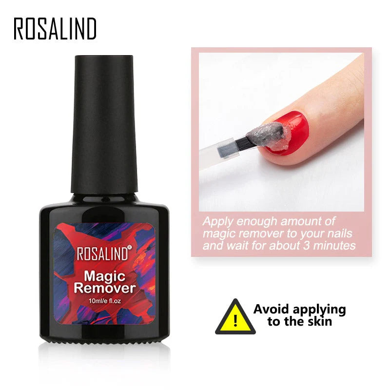 Rosalind Nail Gel Polish MAGIC REMOVER Burst in 2-3min Acetone Soak Off Professional Manicure Nail Art