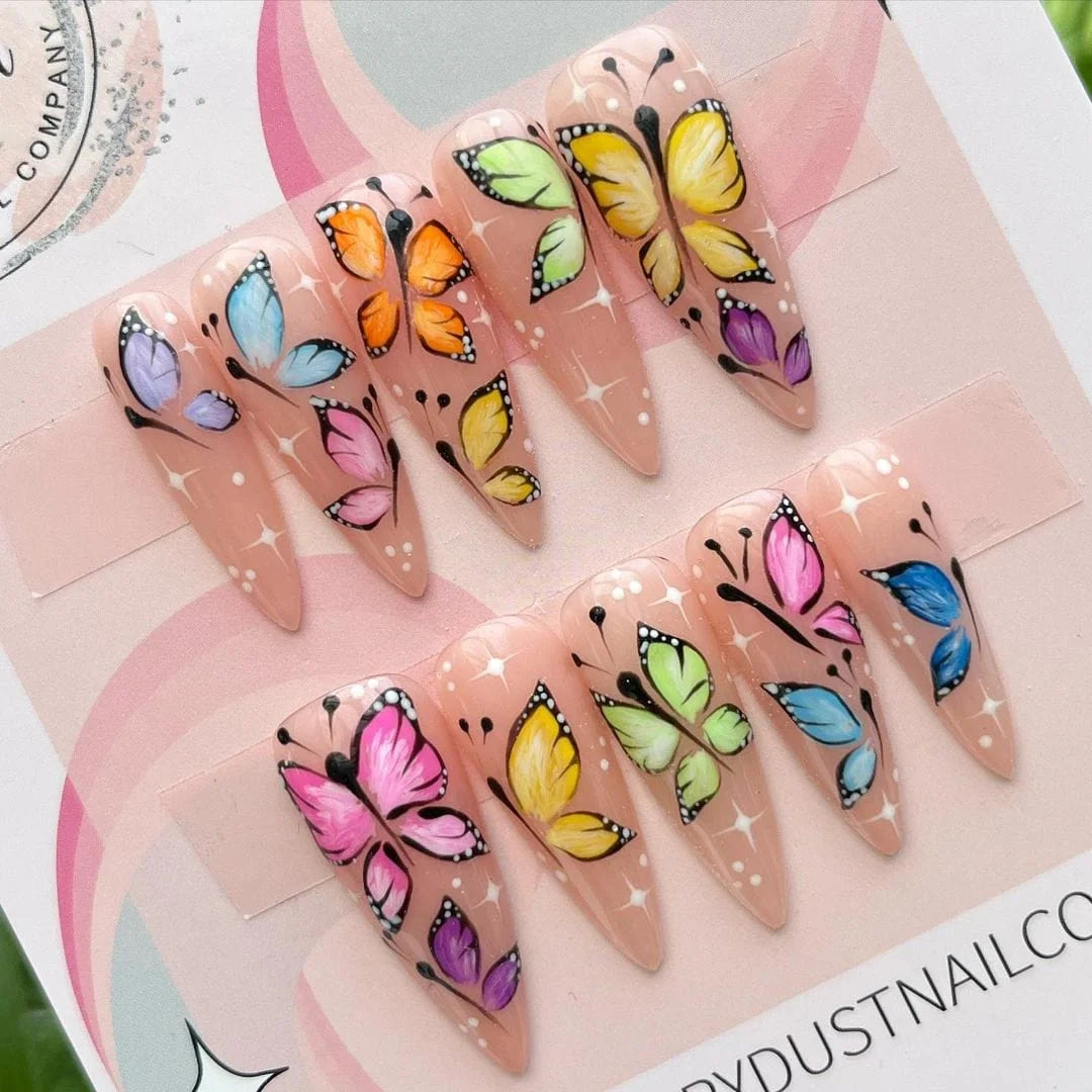 Butterfly Nail Stickers Realistic Holographic Multi Colored Butterflies Star Self-adhesive Nail Decals DIY Nail Art Accessories Stickers