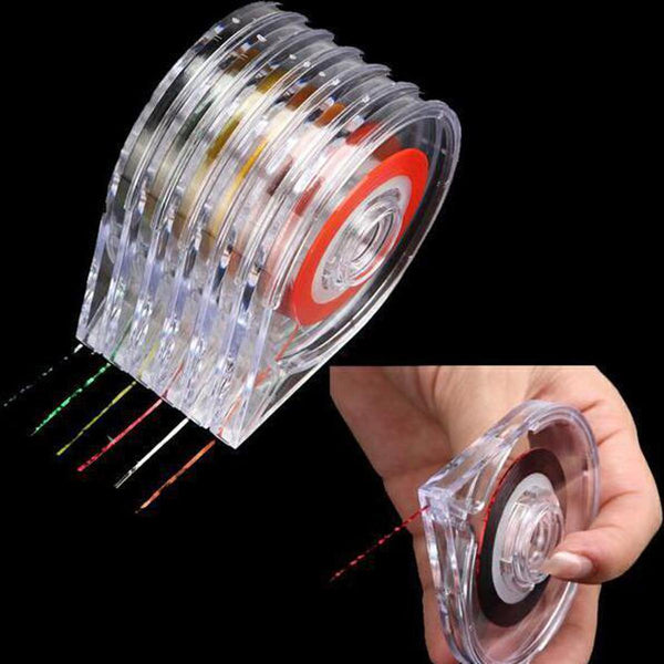 6Pcs Detachable Empty Nail Art Striping Tape Line Case Tools Sticker Box Holder Nail Art Tape Roller Dispenser for Easy Use DIY Sticker Nail Design Manicure Tool