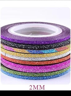 10 Rolls Glitter Scrub Nail Art Striping Tape Line Sticker Tips Decorations DIY Self-Adhesive Decal Tools Manicure 1MM 2MM 3MM