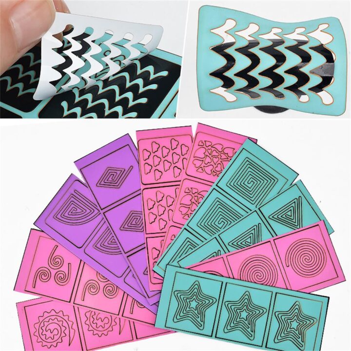 10pcs Nail Vinyl Stencils Sheets for Nail Art Design Designs of French Nail Airbrush Stencils, Acrylic Hollow Dual-use Nail Art Stickers DIY Manicure Decorative