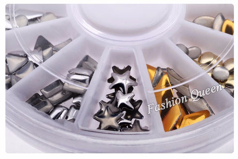 3D Golden Silver Nail Charms Metal Studs DIY Nail Art Decorations Accessoires