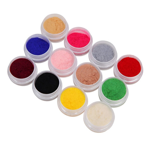 12 Pcs Nails Flocking Powder Flocking Fibers Jars for Nail Art Decor Manicure