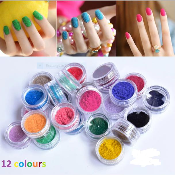 12 Pcs Nails Flocking Powder Flocking Fibers Jars for Nail Art Decor Manicure