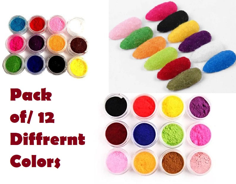 12 Pcs Nails Flocking Powder Flocking Fibers Jars for Nail Art Decor Manicure