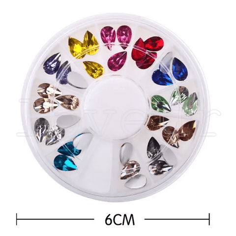 36pcs/set Glitter Drop Water Colorful Nail Art Decoration Rhinestones Wheel 5X8mm 3D Design Charm Nail Tips Gem Stones Accessory