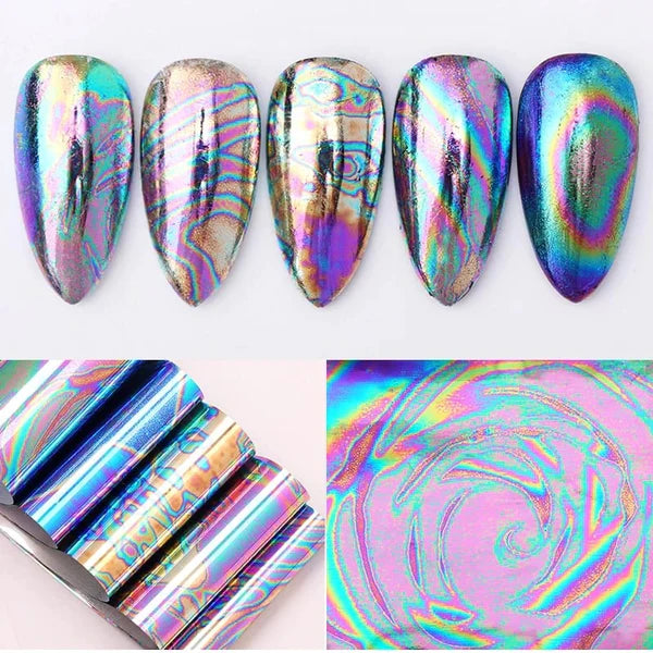 12 Pcs Mixed Laser Holographic Nail Art Foil Set Mixed Designs Transfer Sticker Nail Art Decals