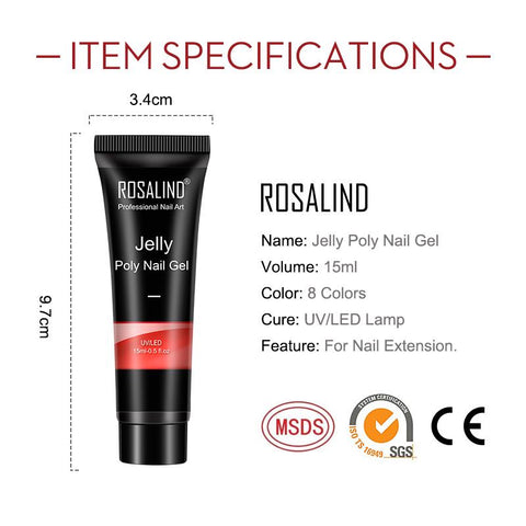 ROSALIND 15ml Poly Nail Gel Jelly Glaze Colors Nail Builder Extension Gel For Nails Art Design Semi Permanent Hybrid Varnishes