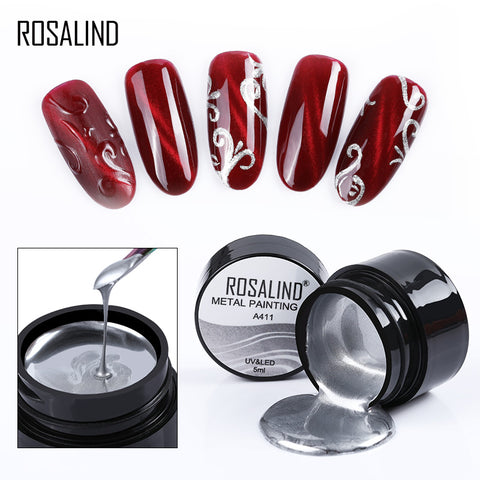 ROSALIND 5ml Metal Painting Nail Gel Bright For Nail Art Design LED/UV Lamp Nail Gel Polish Manicure DIY Polish Design Nail Art Painted