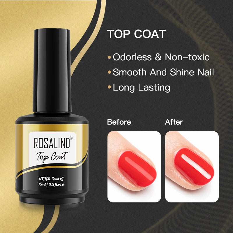 ROSALIND Gel Polish Set Top Coat primer Soak off UV Lamp Semi Permanent Nails Art Polish Multi-use Gel Nail Polish