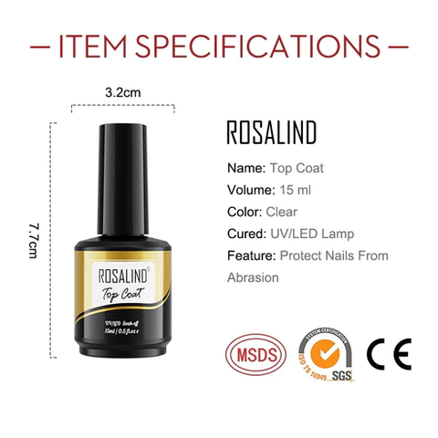 ROSALIND Gel Polish Set Top Coat primer Soak off UV Lamp Semi Permanent Nails Art Polish Multi-use Gel Nail Polish