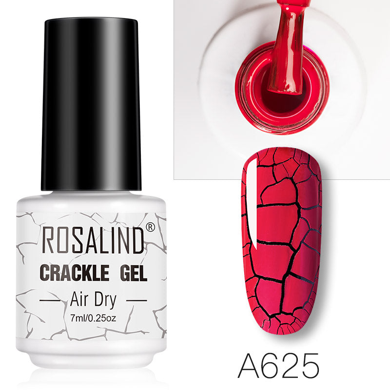Rosalind Nail Polish Crackle Gel, Colors Gel Nail Polish Cracking Glue Burst Glue Nail Polish Air Dry for Nail Art Design Salon Quality DIY Home 7ML