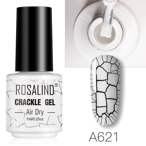 Rosalind Nail Polish Crackle Gel, Colors Gel Nail Polish Cracking Glue Burst Glue Nail Polish Air Dry for Nail Art Design Salon Quality DIY Home 7ML