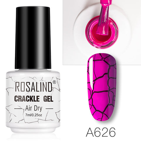 Rosalind Nail Polish Crackle Gel, Colors Gel Nail Polish Cracking Glue Burst Glue Nail Polish Air Dry for Nail Art Design Salon Quality DIY Home 7ML