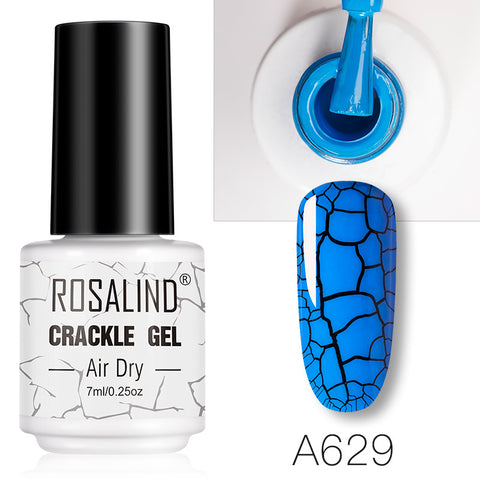 Rosalind Nail Polish Crackle Gel, Colors Gel Nail Polish Cracking Glue Burst Glue Nail Polish Air Dry for Nail Art Design Salon Quality DIY Home 7ML