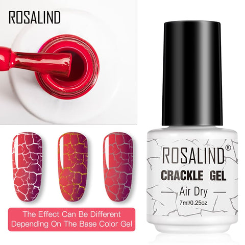 Rosalind Nail Polish Crackle Gel, Colors Gel Nail Polish Cracking Glue Burst Glue Nail Polish Air Dry for Nail Art Design Salon Quality DIY Home 7ML
