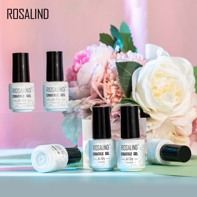 Rosalind Nail Polish Crackle Gel, Colors Gel Nail Polish Cracking Glue Burst Glue Nail Polish Air Dry for Nail Art Design Salon Quality DIY Home 7ML