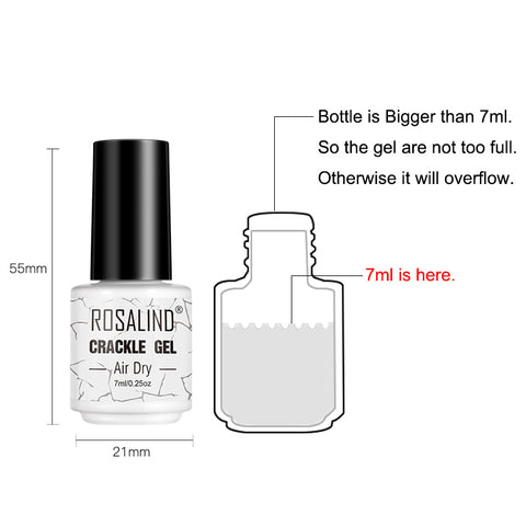 Rosalind Nail Polish Crackle Gel, Colors Gel Nail Polish Cracking Glue Burst Glue Nail Polish Air Dry for Nail Art Design Salon Quality DIY Home 7ML