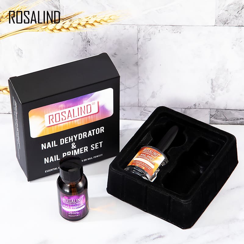 ROSALIND Nail Dehydrator and Primer Long-Lasting Nail Prep Dehydrate Gel Nail Polish and Natural Acid Free Bonding Primer Set for Acrylic Powder