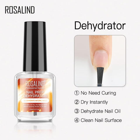 ROSALIND Nail Dehydrator and Primer Long-Lasting Nail Prep Dehydrate Gel Nail Polish and Natural Acid Free Bonding Primer Set for Acrylic Powder