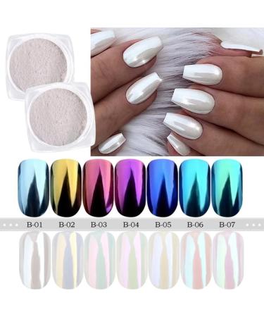 6 Shades Shell Pearl Nail Art Chrome Mirror Pigment Powder Rub Dust Mermaid Gel Polish Decoration