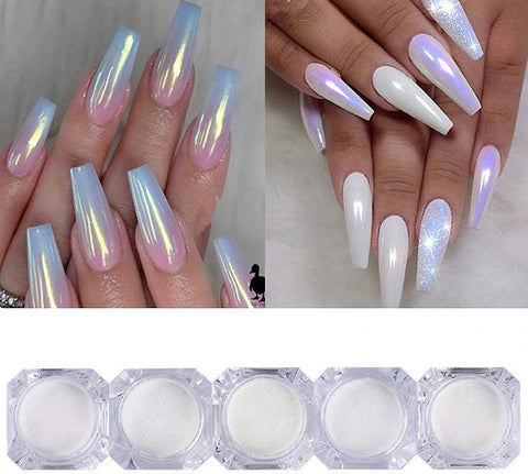 6 Shades Shell Pearl Nail Art Chrome Mirror Pigment Powder Rub Dust Mermaid Gel Polish Decoration