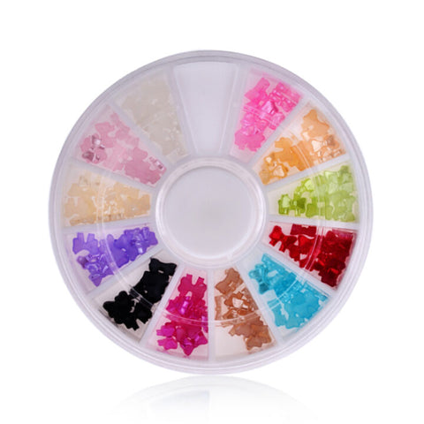 Multi colors 3D nail art Acrylic decorations DIY Beauty Bow knot Rhinestone Wheel Nail Tools