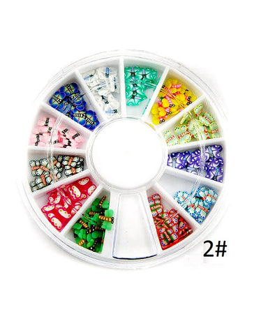 1pc Wheel Random Nail Art Slices, 3D DIY Nail Art Fimo Slime Supplies Stickers Decoration for DIY Crafts and Nail Art Decoration