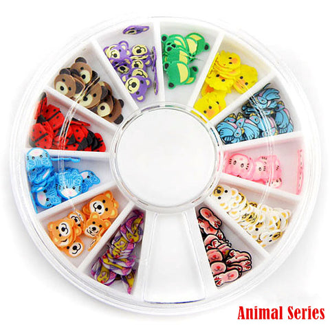 1pc Wheel Random Nail Art Slices, 3D DIY Nail Art Fimo Slime Supplies Stickers Decoration for DIY Crafts and Nail Art Decoration