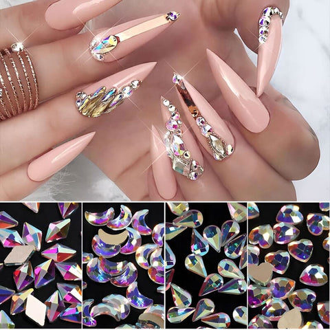 12 Grids Box Multi Size Multiple Shapes Nails Art Crystal AB Rhinestones Decorations Crafts Nail Art 3D Decorative For Nail Tips