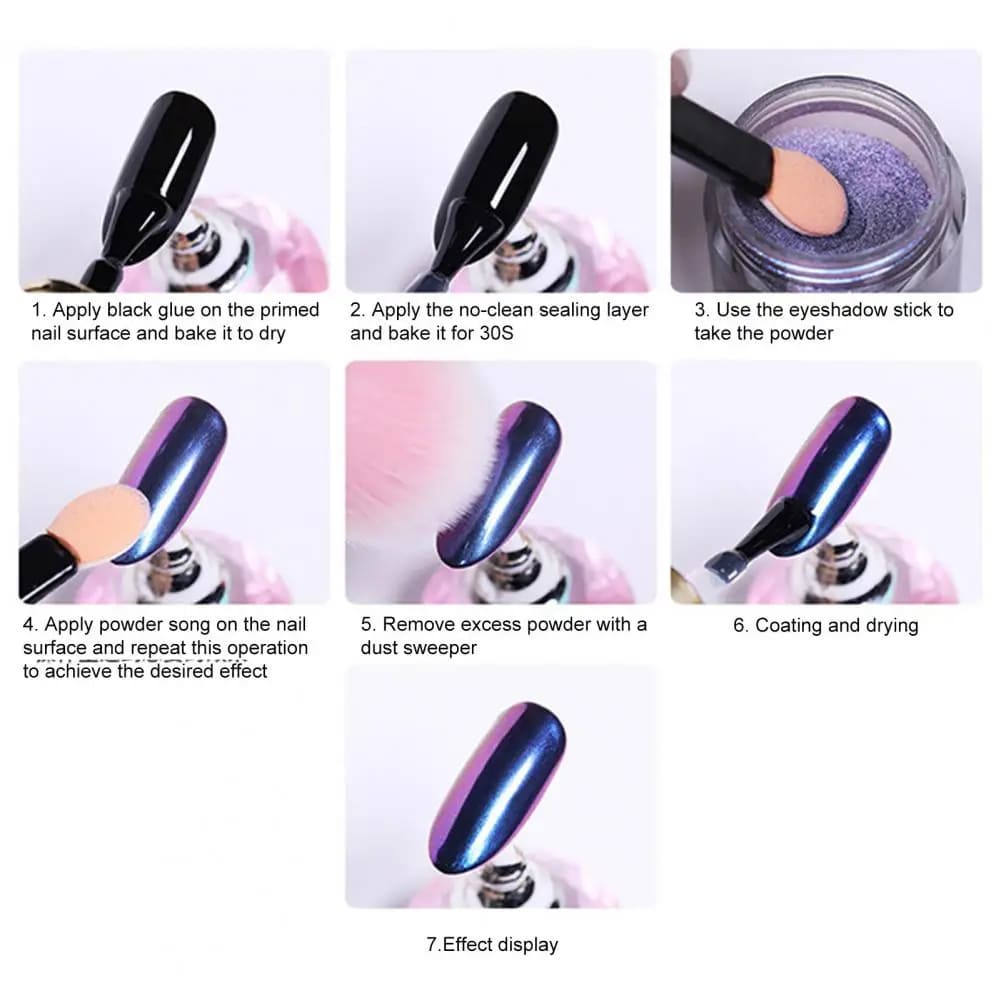 Chameleon Dipping Nail Powder Glitter Dust Power Decoration and chrome Mirror powder for nail art and manicure