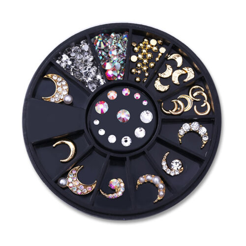 Golden Moon & Stones 3D Alloy Nail Art Decoration Nail Charm Jewellery Metal Studs For Manicure