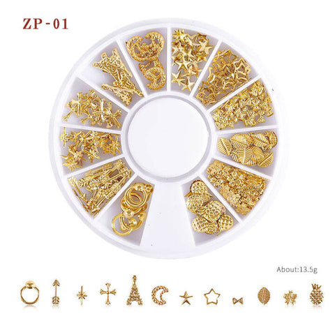 Mixed Shape 3D Nail Art Decoration Wheel Nail Studs Beads Nail Art Accessories
