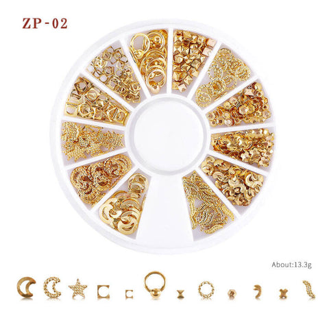 Mixed Shape 3D Nail Art Decoration Wheel Nail Studs Beads Nail Art Accessories
