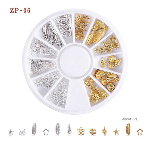Mixed Shape 3D Nail Art Decoration Wheel Nail Studs Beads Nail Art Accessories