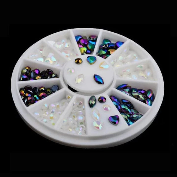White and Black multiple shapes beads  Nail Decoration Wheel For Nail Art