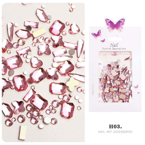Nail Art Rhinestones Mixed Shape Glass Diamond Glitter Flat Bottom Shaped Nail Jewellery