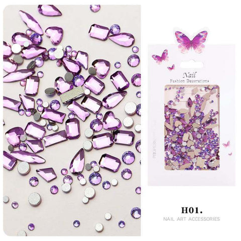 Nail Art Rhinestones Mixed Shape Glass Diamond Glitter Flat Bottom Shaped Nail Jewellery