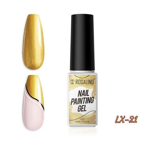 ROSALIND Nail Art Gel Liner Set, Gel Paint Gel Nail Art Liner Brush Soak Off Painting Drawing Gel Liner Pens for Home Salon DIY Manicure Nail Design UV LED Required