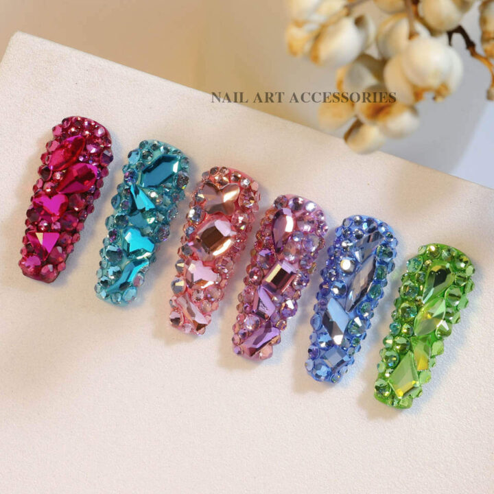 Nail Art Rhinestones Mixed Shape Glass Diamond Glitter Flat Bottom Shaped Nail Jewellery