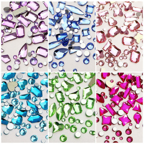 Nail Art Rhinestones Mixed Shape Glass Diamond Glitter Flat Bottom Shaped Nail Jewellery