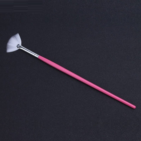 1 PC Pink Fan Shape Brush Nail Art Pen Painting Drawing Glitter Gradient Brushes Makeup Tool